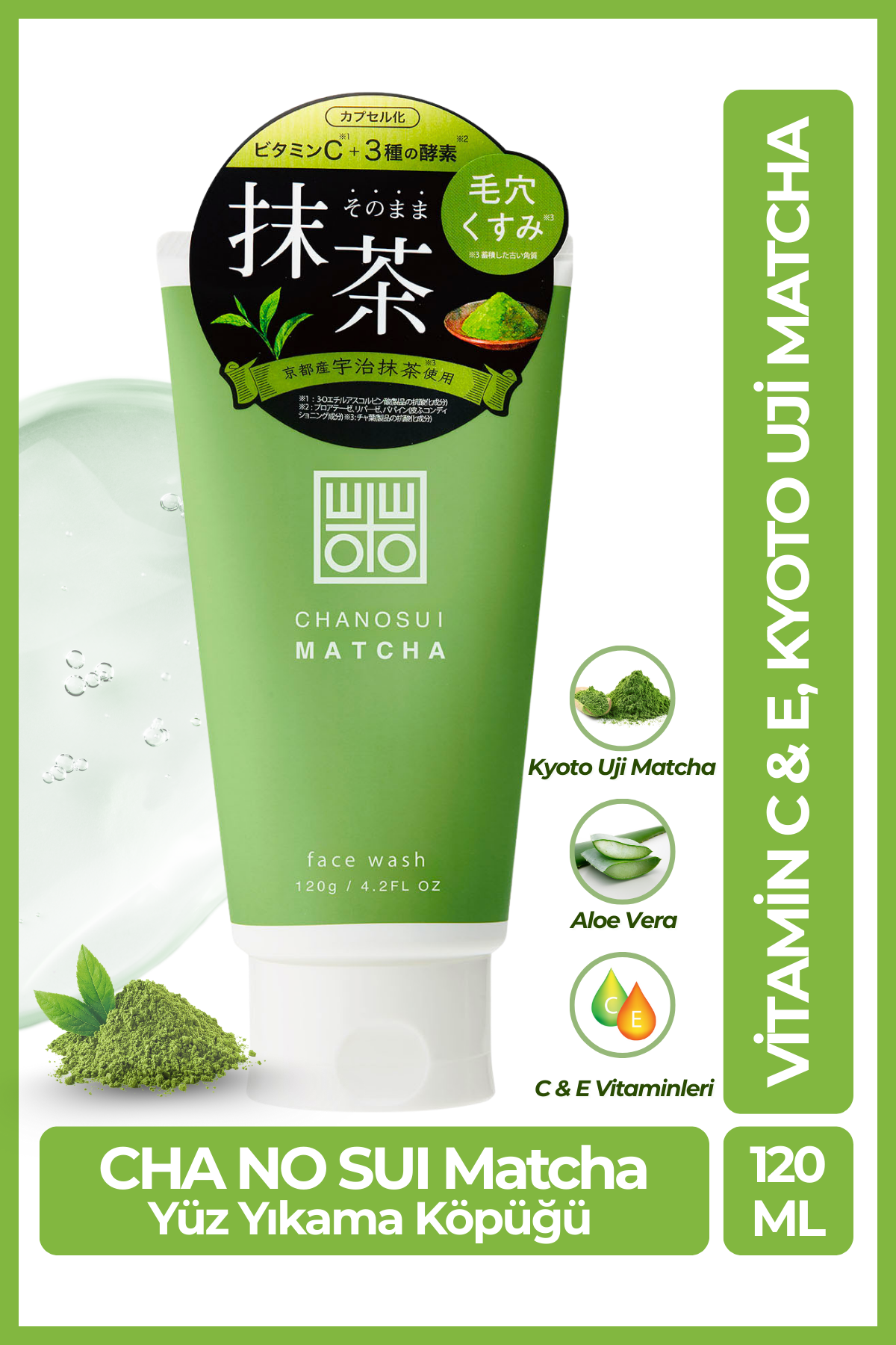 Cosmetex Roland Cha No Sui Matcha Yüz Yıkama Köpüğü